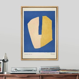 SIGNLEADER Framed Canvas Print Wall Art Serge Poliakoff Yellow Blue Blocks Abstract Shapes Illustrations Fine Art Decorative Minimalist Relax/Calm for Living Room, Bedroom, Office - 24"x36" Natural