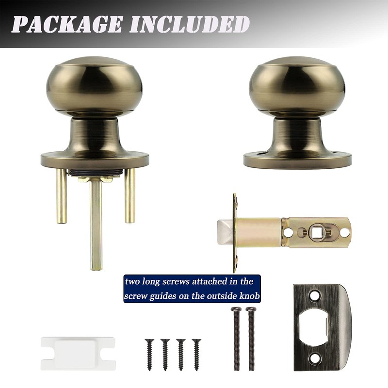Probrico Closet Door Knobs Antique Brass, Interior Door Knobs No