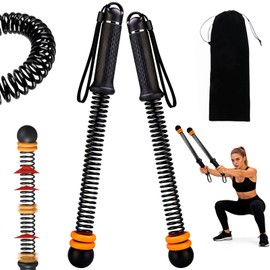2PCS Adjustable Weighted Ropeless Battle Ropes, Heavy Duty Cordless Battle Rope for HIIT & Cardio Full-Body Workout Tool with Non-Slip Spiral Handles, Home Gym Equipment for Men & Women (Black)