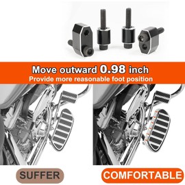 1" Street Glide Driver FloorBoard Outward Extension Spacer Kit Floorboard Extenders Kit Compatible with 2009-2023 Harley Touring Road King Electra Glide Road Glide 2009-2013 FL Trikes