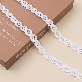 10 Yards Lace Ribbon, 0.47“ White Crochet Lace Trim