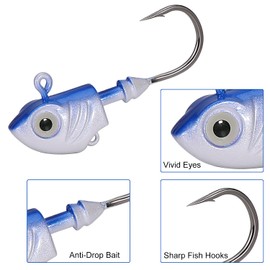 Sougayilang Swimbait - Cabeza de anzuelo para cabeza de anzuelo con peso, ganchos de pescar para cabezas de pescado, accesorios de pesca, 5 unidades, 1/4 oz (7 g)