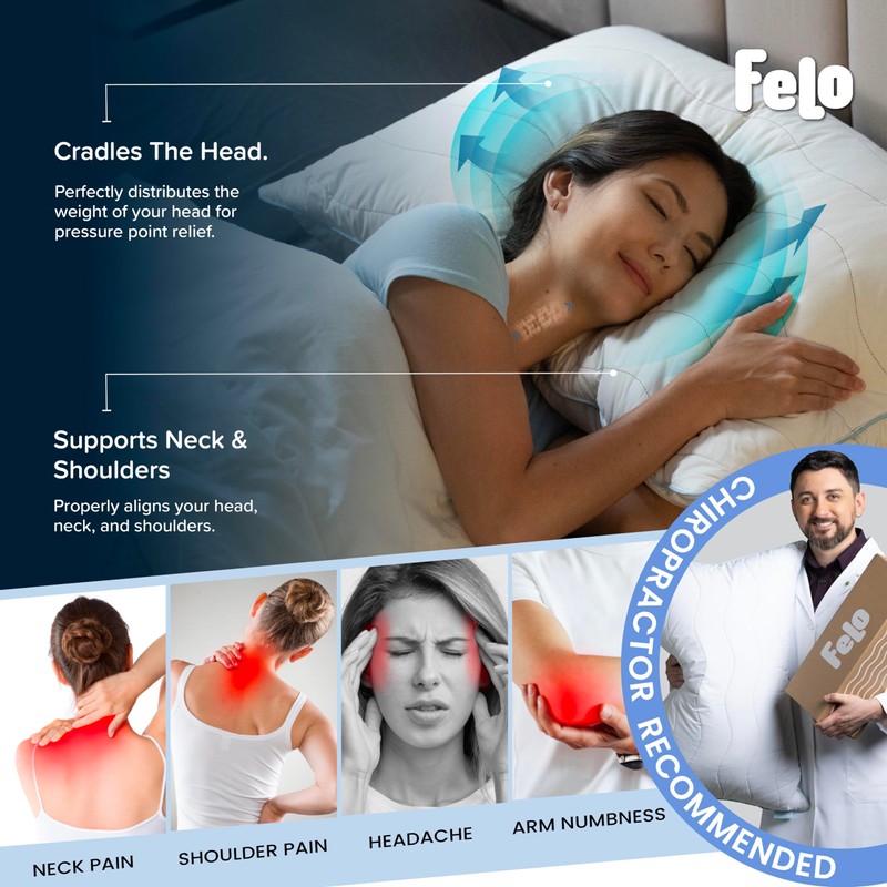 felo Feather Down Pillow Queen Size, CloudFusion Goose Down Pillow