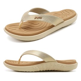 jiajiale - Sandalias ortopédicas de moda para mujer, cómodas sandalias de yoga con soporte de arco para fascitis plantar, Beige Blanco, 7.5 US