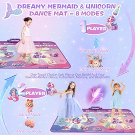 maysida Kids Dance Mat Toy, Dancing Music Mat with 1 & 2 Player Mode, Large Size (59 * 38 in), Birthday for 3 4 5 6 7 8 Year Old Girls Toddlers