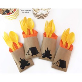 Camping Party Cutlery - 24 Set Lumberjack Backyard Campfire Campout Birthday