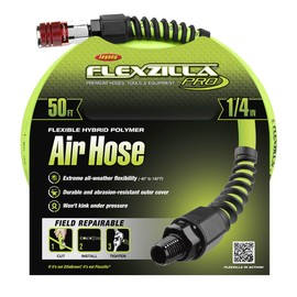 Flexzilla Pro Air Hose with ColorConnex Industrial Type D Coupler and Plug, 1/4 in. x 50 ft. - HFZP1450YW2-D