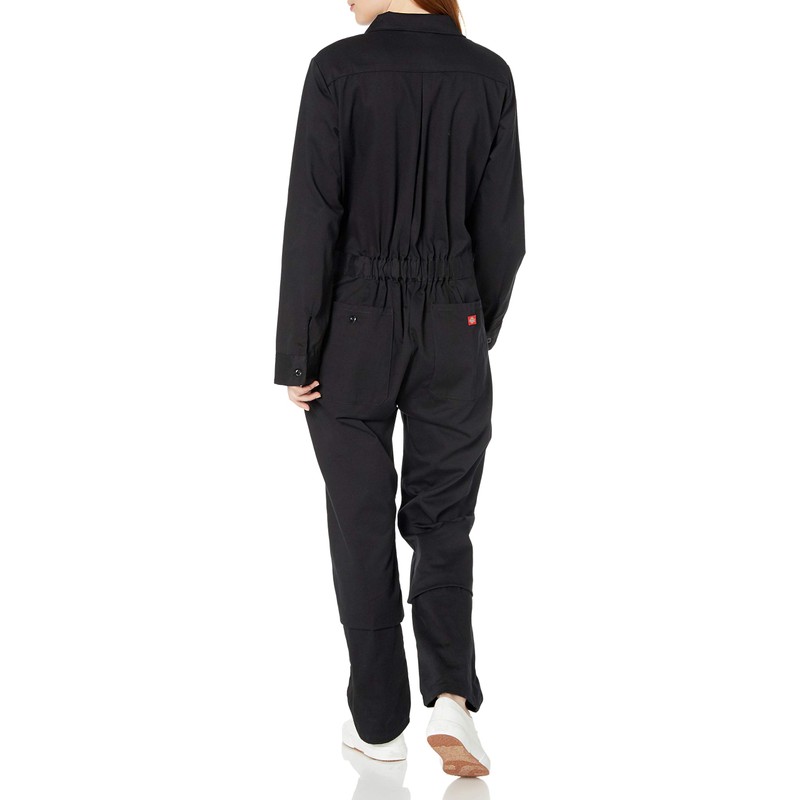 Dickies Women's Long Sleeve Cotton Twill Work Overalls, black