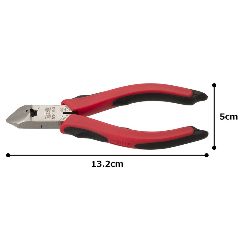 Tone Diagonal Nipper (Master Grip Type) NN-125G, Red, Total Length: