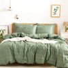 JELLYMONI 100% Natural Cotton 3pcs Plaid Duvet Cover Sets,Green with