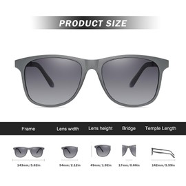 DUCO Men's and Women's Polarised Square Sunglasses with Gradient Lens for Cycling Driving 3030, gray