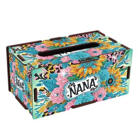 JZHYOAN Diamond Art Tissue Box Cube for Family, DIY Rectangular Portable Office Mosaic Folwer Diamond Decoration Desk Tissue Box,Living Room Bedroom Bathroom Table Paper Storage Holder Napkin Holder