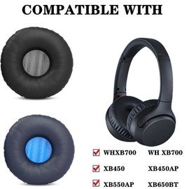 YunYiYi Ear Pads Ear Cushions Compatible with Sony WHXB700, WH XB700, MDR-XB450, XB450AP, XB550AP, XB650BT Headphones Replacement Earpads Ear Cups Cover Repair Parts (Black)