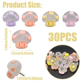 LLDYNW 32 pcs Mushroom Push Pin Cute Decorative Thumbtacks for Home Office Photo Wall Whiteboard Cork Board Bulletin Board Drawing Pin