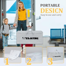 ESJAYING Trifold Pack and Play Mattress Pad, 38"x 26" Portable Baby Mattress for Pack N Play with Breathable Washable Cover, Gel Memory Foam Pack N Play Mattresses Topper Travel with Carry Bag