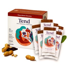Tend Daily Best Prenatal Vitamin Bar, Made with Organic Ingredients for Pregnant & Postpartum Mothers, Includes DHA, Vitamin D, Folate, Sunflower Lecithin, Peanut Butter Chocolate Flavor (7 ct)