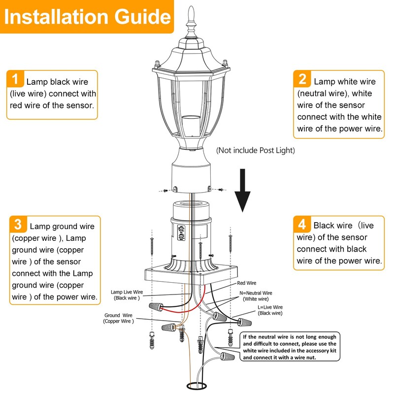 Lamomo Pier Mount Base with Dusk to Dawn Motion Sensor,