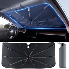 [2025 Upgrade] Weektic Windshield Sun Shade [UPF50+ Crystal Nano Reflector] Protect Car from Sun Ray Damage, Umbrella Sun Shade for Car SUV Truck Keep Cool & Comfy, Medium (56" L x 32" W)