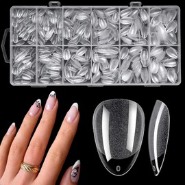 LuckyAttic 600pc Short Almond Nail Tips Clear Press on Nails Short Fake Nails Almond Gel x Nail Tips Full Cover Artificial Fingernail XS Stiletto Soft Gel Nail Tips for Gel X Acrylic Nail Extension