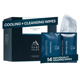 Oars + Alps Natural Face and Body Wipes | Cooling, Cleansing, Exfoliating, Caffeinated, 14 Count