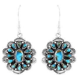 Turquoise Earrings 925 Sterling Silver & Genuine Turquoise (Teal/Matrix)