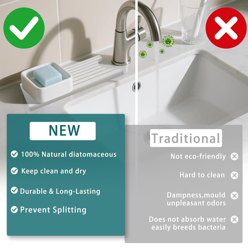 Faucet Mat for Kitchen Sink, Diatomite Absorbent Faucet Stone Drying