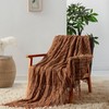 Counfeisly Fluffy Knitted Fringe Rust Orange Throw Blanket, Lightweight Soft