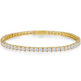 Lovans Tennis Bracelet for Womens, Gold Plated Tennis Bracelet With Sparkle 3 MM Cubic Zirconia, Bracelet for Women Fashion Jewelry Birthday Anniversary Present for Mum, Lady (Gold - 6.3 Inch)