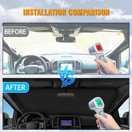 YIZHUOMY Front Windshield Sun Shade Compatible with Ford F150 F-150 F250 F350 F450/Explorer Sun Visor Protector Blocks UV Rays Sunshade for Explorer Foldable Interior Accessories