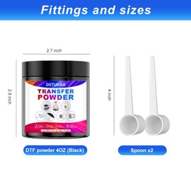 DOTUHAO DTF Powder, Black DTF Transfer Powder, Sublimation Powder with 2 Spoon for Colored Garments, DTF Hot Melt Adhesive Powder for All DTF and DTG Printers (Black,4oz)