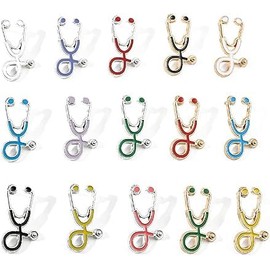 Kuskins 15 Pcs Stethoscope Brooch Pins - Antique Gold Enamel Medical Nurse Pins, Nurse Week Gifts for Healthcare Workers, Graduation, Doctors & Medical Students