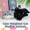 Leokawin 18in Weighted Stuffed Animals Cat Plush, Kawaii Weighted Gray