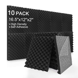 Shatex 10-Pack of 16.5x12x2inch Composite Rubber and Plastic Foam Acoustic Panels - Black, Soundproof Wall Panels for Unmatched Soundproofing and Acoustic Enhancement!