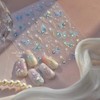 Butterfly Nail Stickers Blue Nail Art Decals with Rhinestone Design
