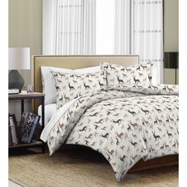 Pointehaven Heavy Weight Flannel Duvet Set, King/California King, Autumn Deer