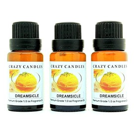 Crazy Candles Dreamsicle 3 Bottles 1/2 Fl Oz Each (15ml) Premium Grade Scented Fragrance Oil (Orange Sherbet and Vanilla)