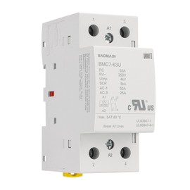 Baomain 2NO AC/DC Household Contactors, 63A 2P Modular Contactor, 2 Poles Normally Open, DIN Rail Mount, UL Recognized (BMC7-63U_2P AC/DC 12V)