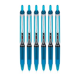 Pilot Precise V5 RT Refillable & Retractable Liquid Ink Rolling Ball Pens, Extra Fine Point (0.5mm) Turquoise Ink, 6-Pack