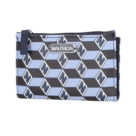 Nautica High Tide Small Wallet for Women, RFID Blocking Slim Credit Card Holder with Zipper Coin Pocket, Bifold Compact Womens Wallet with ID Window, Glacial Blue