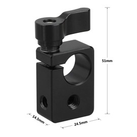 CAMVATE 15 mm Single Rod Clamp Adapter with Black Knurled Screw Lock Knob (Pack of 2)