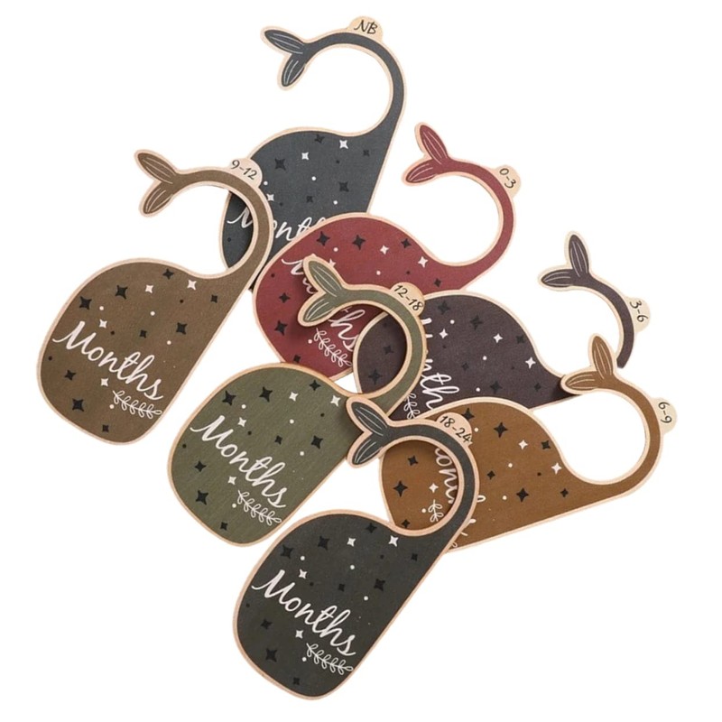 DOITOOL 14pcs Wooden Closet Dividers Whale-shaped Nursery Organizer for Clothes