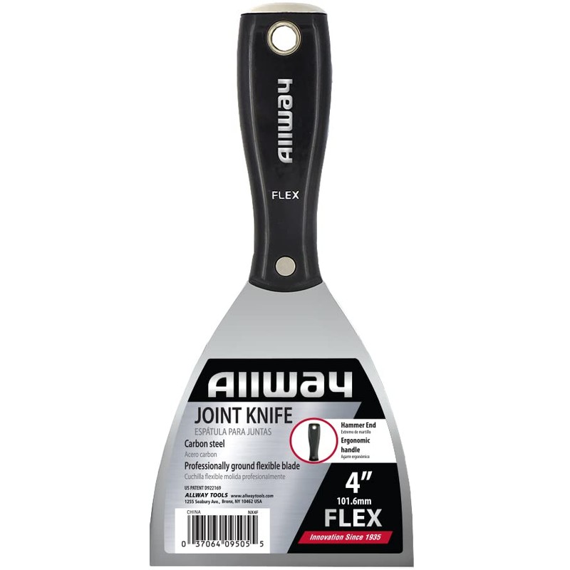 ALLWAY NX4F Ergonomic Grip Flex Smooth Curved Taping Knife, 4"