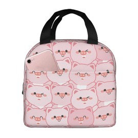 Eitqtbea Cute Pink Pig Print Lunch Bag Lunch Box, Insulated Lunch Bag Cooler Tote Box for Women Adult