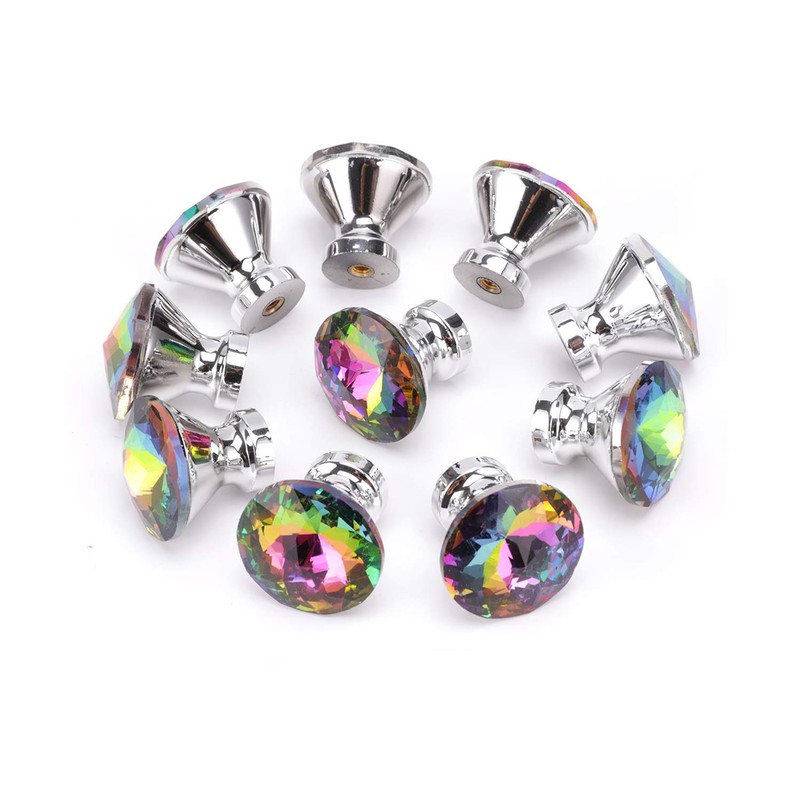 Starworld 10 Pieces Colorful Drawer Knobs, Crystal Glass Door Pull