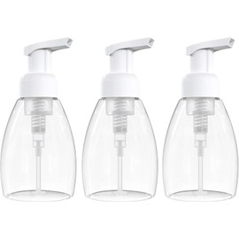 Foaming Soap Dispenser Pump Bottles, BPA Free Empty Refillable Plastic Container for Liquid Soap - Kitchen, Bathroom, 8oz (250ml) Pack of 3, Clear (White, 15.5CM)