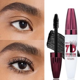 Máscara de Pestañas 7D Colossal, Alargadora y Voluminizadora, Impermeable, Rizado Natural para Pestañas Llenas, Larga Duración y Resistente a Manchas, Sin Grumos, Libre de Crueldad Animal, Negro, 10g (1)