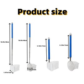 2 Pieces Fish Tank Shrimp Net Retractable Handle Shrimp Net Aquarium Stainless Steel Small Fishing Net Fish and Shrimp Net with Adjustable Handle Aquarium Fish Tank Pond (Square Net+Round Net