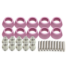NYSh CUT60 Plasma Cutter Cutting Machine Torch Electrode Consumables Nozzle Tip Cup (10 Nozzles, 10 Tips, 10 Cups)