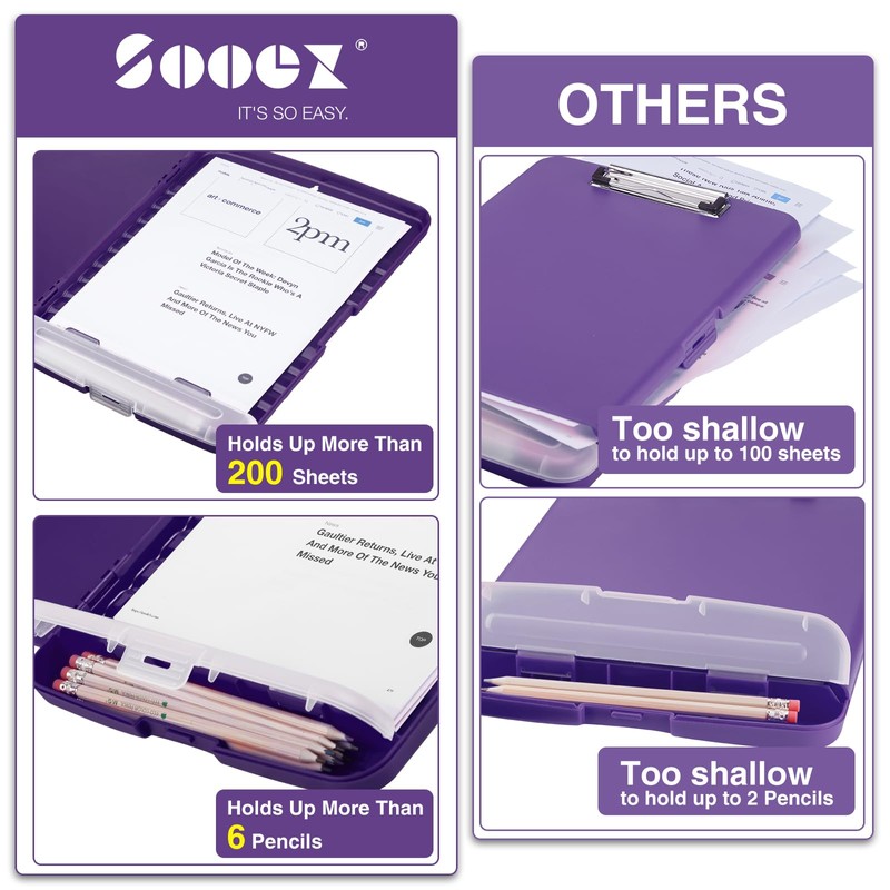 Sooez Clipboard with Storage, High Capacity Nursing Clipboards with Pen