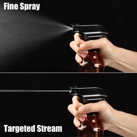 Water Spray Bottle for Hair, Plant Mister Spray Bottle, 10oz/300ml Plastic Amber & Frosted Clear Refillable Empty Spray Bottles with Adjustable Nozzle Mist/Stream for Cleaning Solutions, Pet, Cooking